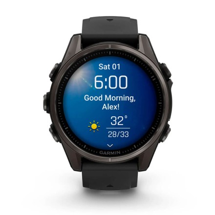Часы Garmin Fenix 8 AMOLED, 43 mm Sapphire, Carbon Grey DLC Titanium с Black/Pebble Grey